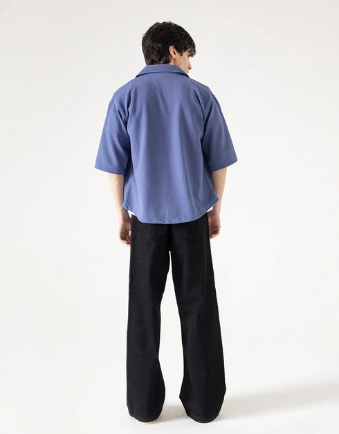CAMP COLLAR WAFFLE HALF SLEEVES SHIRT